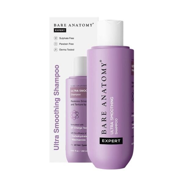 Bare Anatomy Ultra Smoothing Shampoo for Dry and Frizzy Hair Niacinamide Paraben & Sulphate Free (250ml)