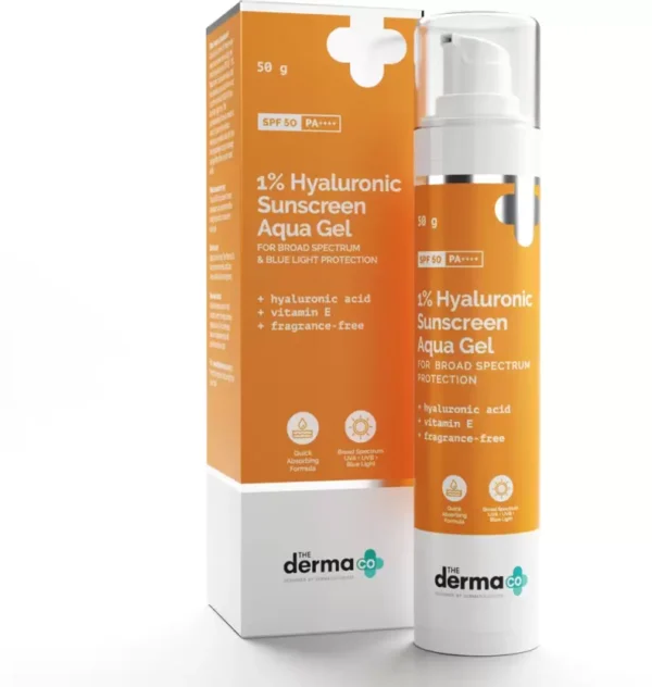 The Derma Co 1% Hyaluronic Sunscreen SPF 50 Aqua Gel