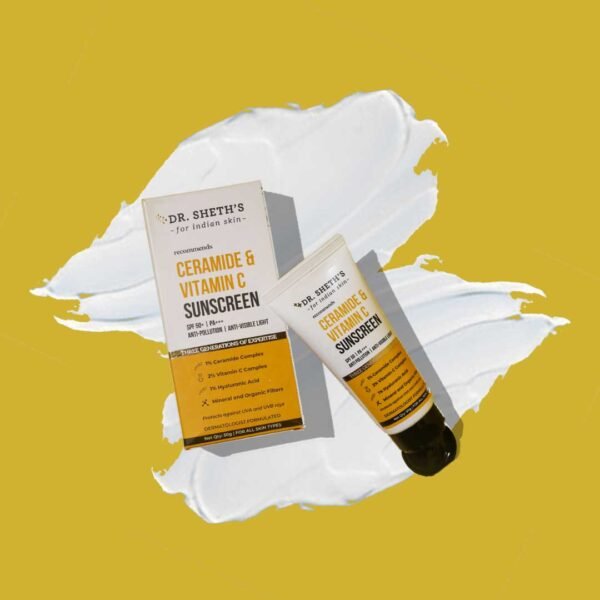 Dr. Sheth's Ceramide & Vitamin C Sunscreen ISpf 50+ Pa+++INo White Cast|Brightens IUV-A & UV-B 50g - Image 5